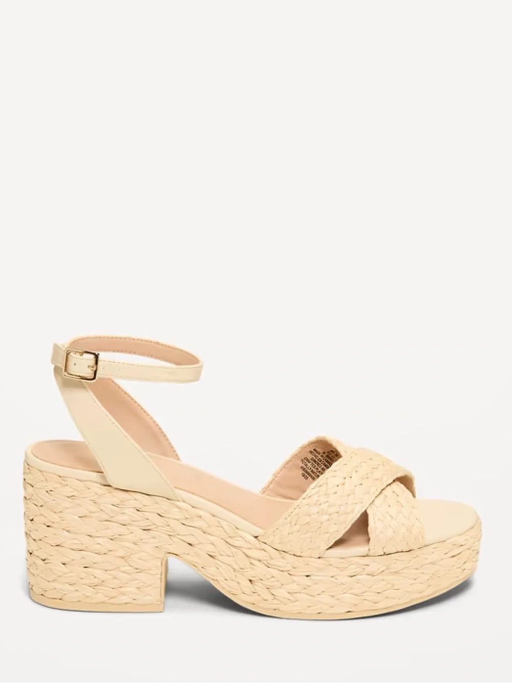 Neutral Raffia Platform Sandals with Ankle Strap